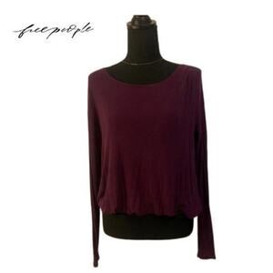 Free People Plum Open Back Top Long Sleeve Top XS